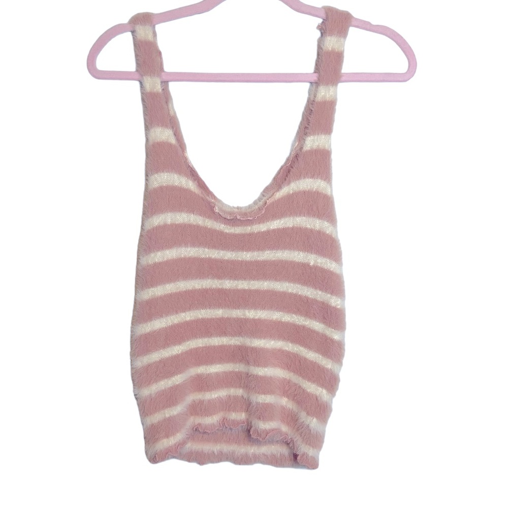 Hem&Thread Fuzzy Stripped Tank, Size L